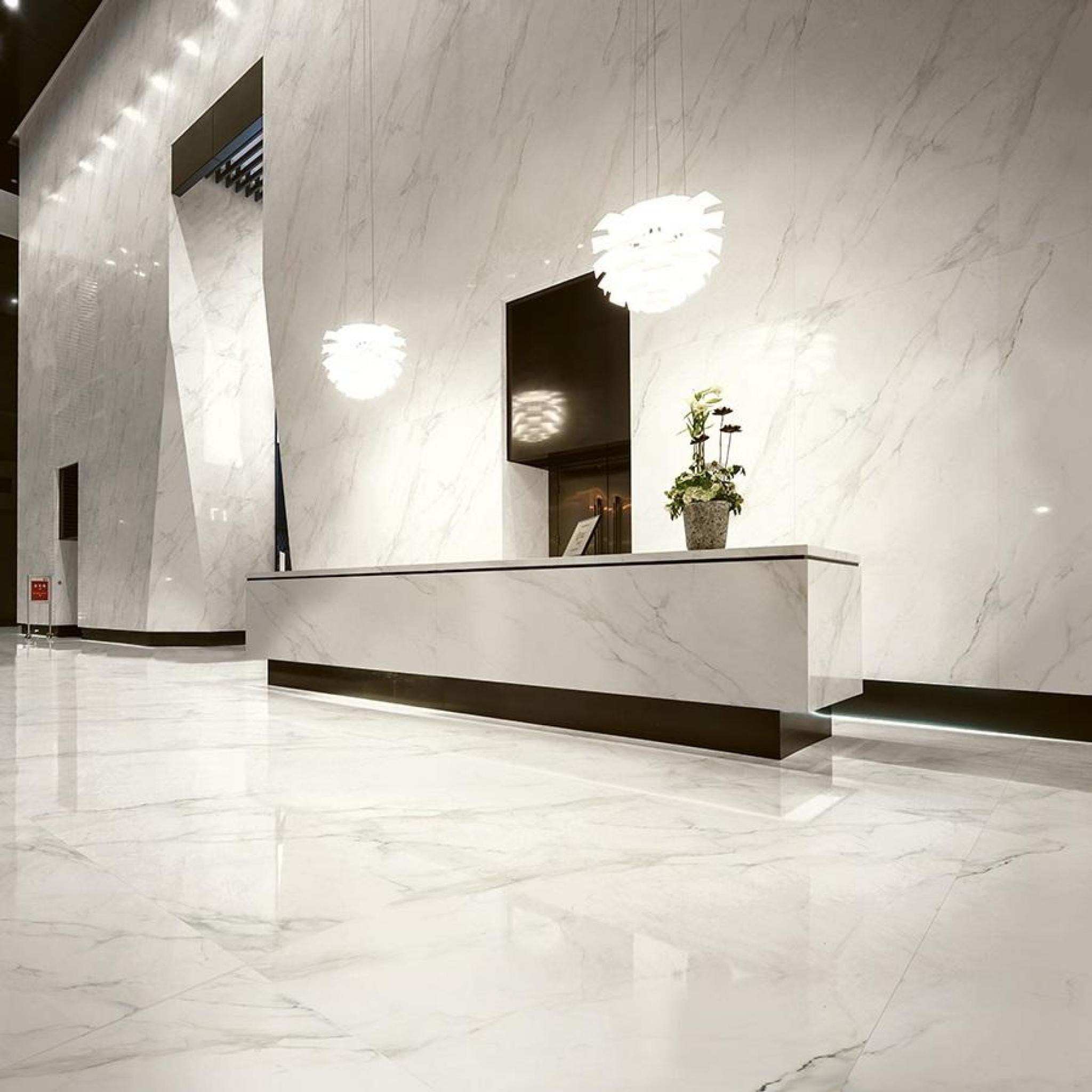 Calacatta Polished Marble Effect Porcelain Wall And Floor Tiles