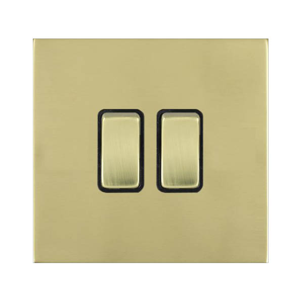 Hamilton Sheer G2 2 Gang Intermediate Switch - Polished Brass with Black Insert