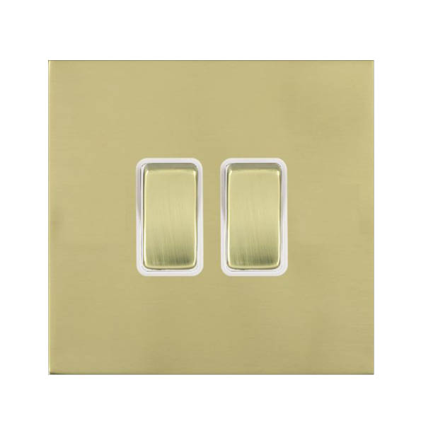 Hamilton Sheer G2 2 Gang Intermediate Switch - Polished Brass with White Insert
