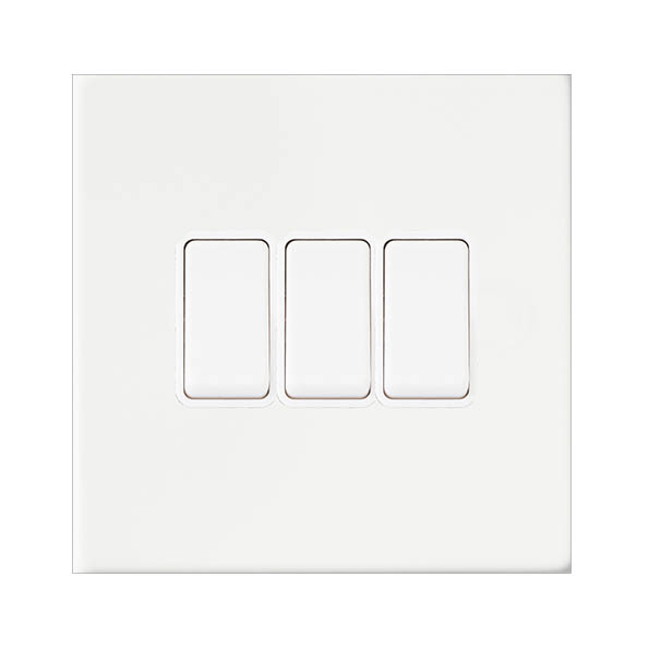 Hamilton Sheer G2 3 Gang 2 Way Switch - Matt White