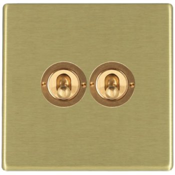Hamilton Hartland G2 2 gang 20AX 2 Way Toggle - Satin Brass