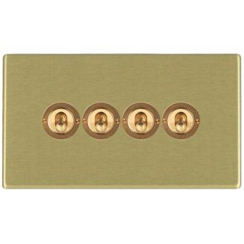 Hamilton Hartland G2 4 gang 20AX 2 Way Toggle - Satin Brass