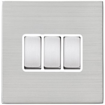 Hamilton Hartland G2 3 Gang 2 Way Switch -  Satin Stainless with White Insert
